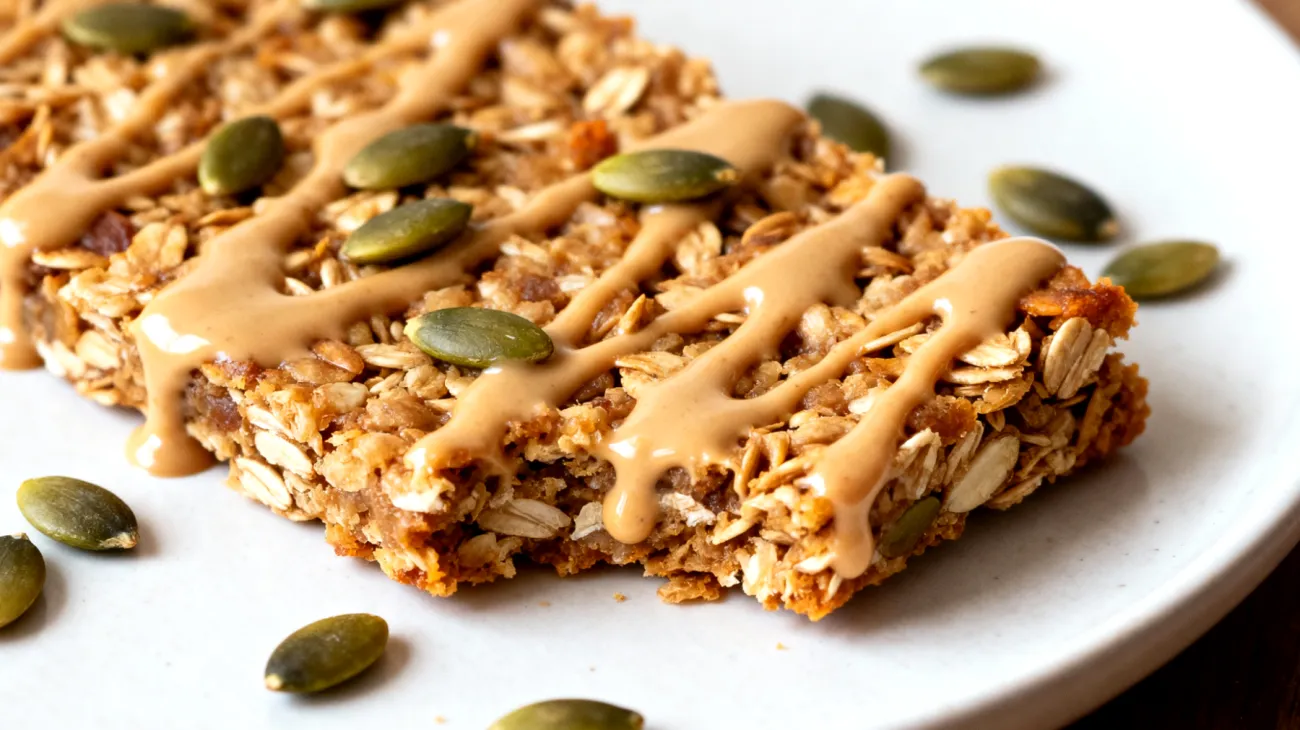 Barrette di avena e tahini con semi di zucca"