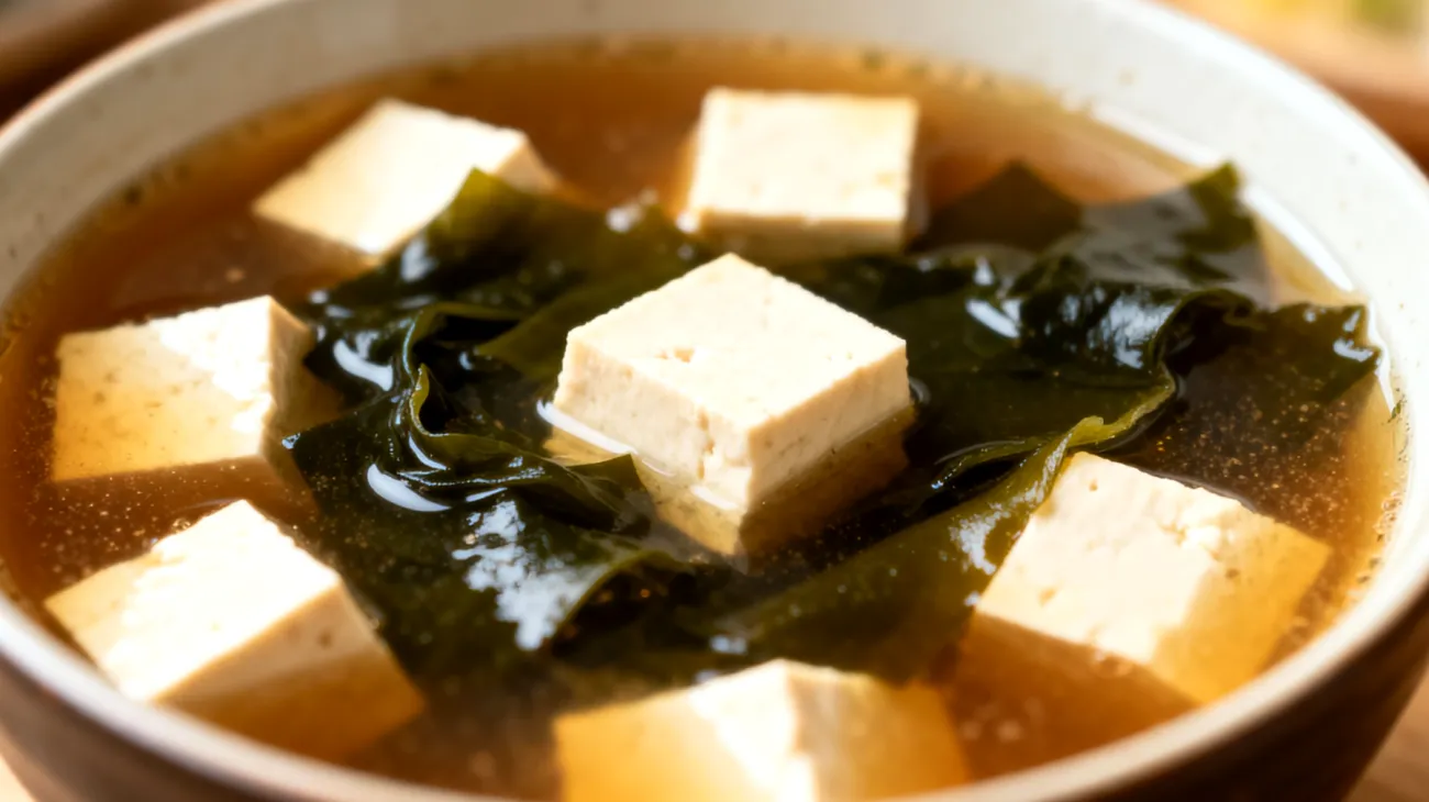 Zuppa di miso con tofu e alghe wakame"